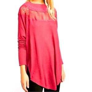🔥Free People we the free small spring valley top long sleeve sheer lace waffle